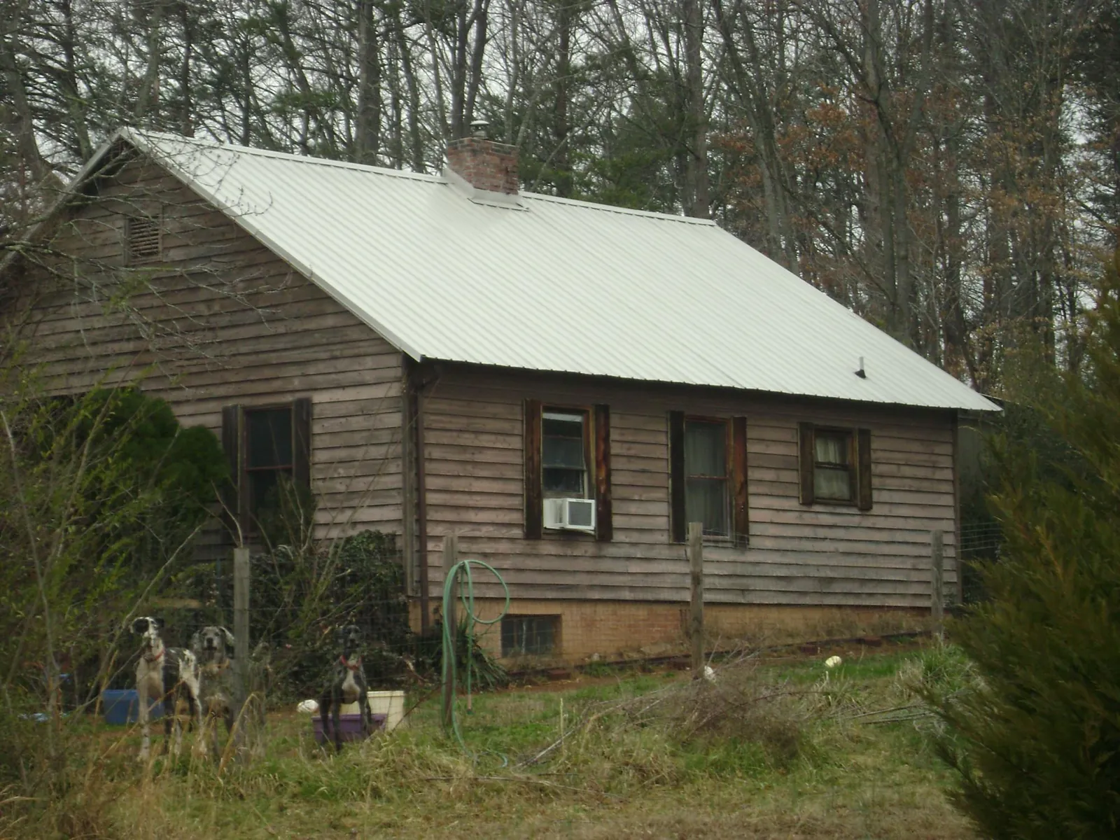 White metal roof on an old wood sided farmhouse, from a Metal Roof Installation job in Tavares